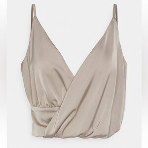 4TH & RECKLESS taupe crop top lounge bra M